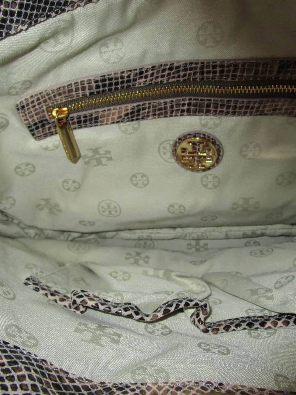 Tory Burch Catalina Python-Embossed Hobo - Picture 6 of 9